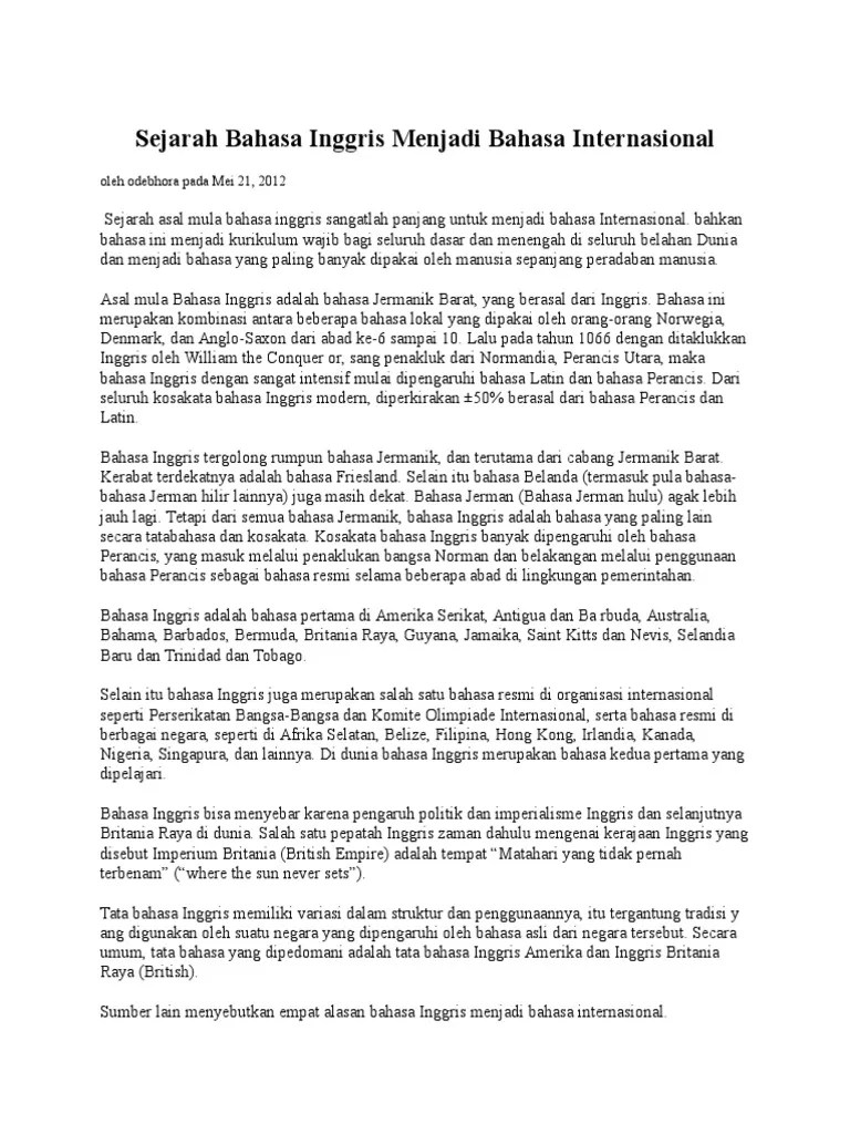 Sejarah Bahasa Inggris Menjadi Bahasa | PDF