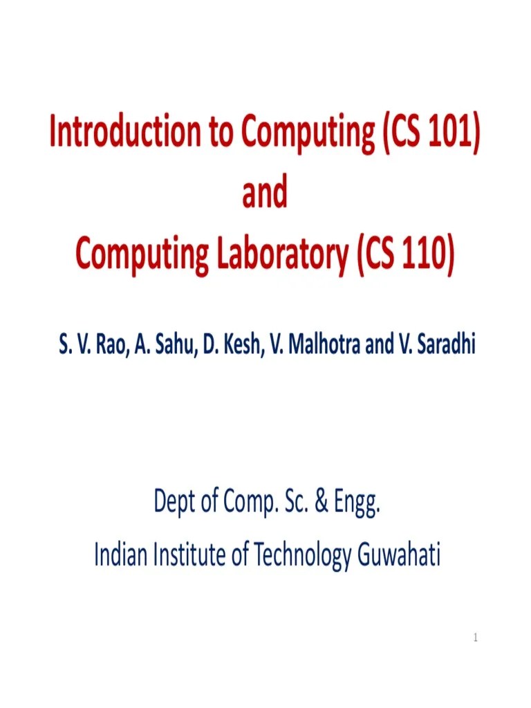 Introduction To Computing (CS 101) Introduction To Computing (CS 101 ...
