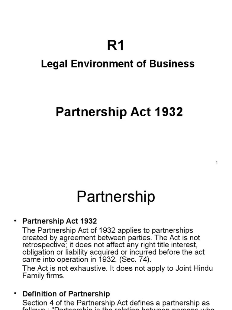 Partnership Act 1932 .ppt | Law Of Agency | Partnership