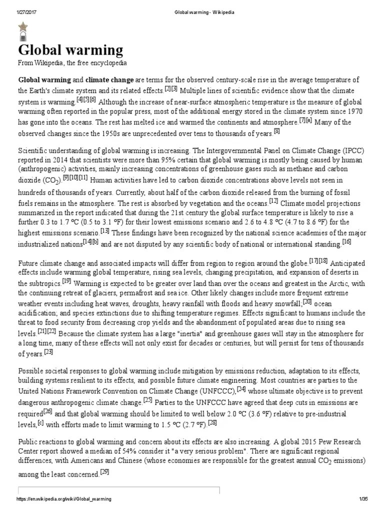 Global Warming: From Wikipedia, The Free Encyclopedia | PDF | Global ...