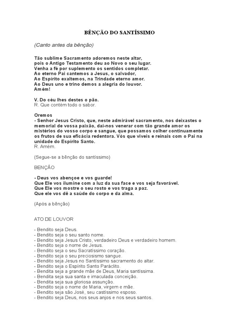 Bênção Do Santíssimo Pdf