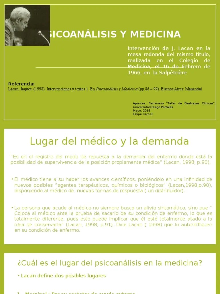 Psicoanálisis Y Medicina. Apuntes Lacan | PDF | Jacques Lacan | Mente Inconsciente