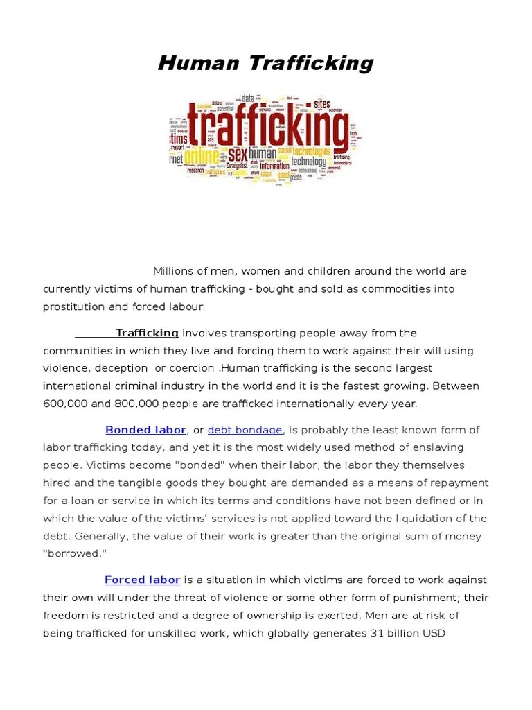 Human Trafficking: Trafficking Involves Transporting People Away From The | PDF | Human ...
