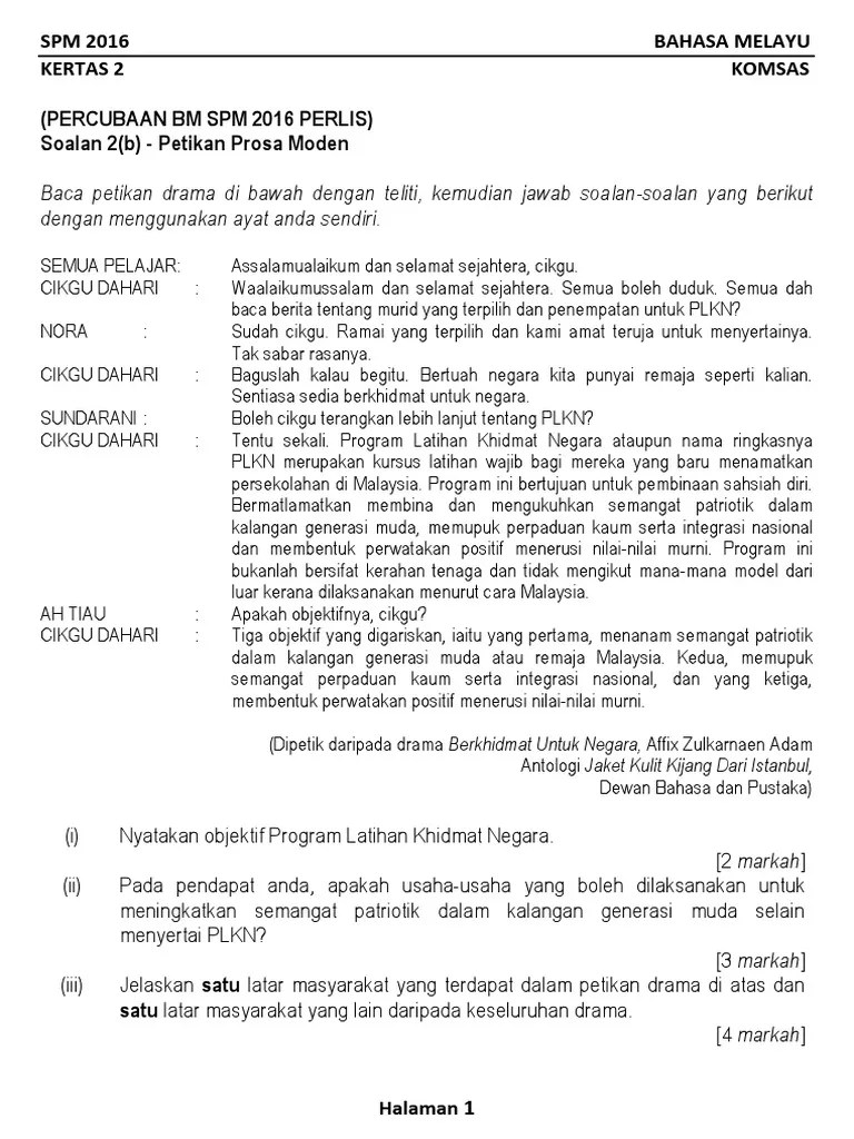 Laporan lawatan sambil belajar smk tawau 2016. Koleksi Soalan Komsas 2 B Percubaan Spm 2016 Se Malaysia