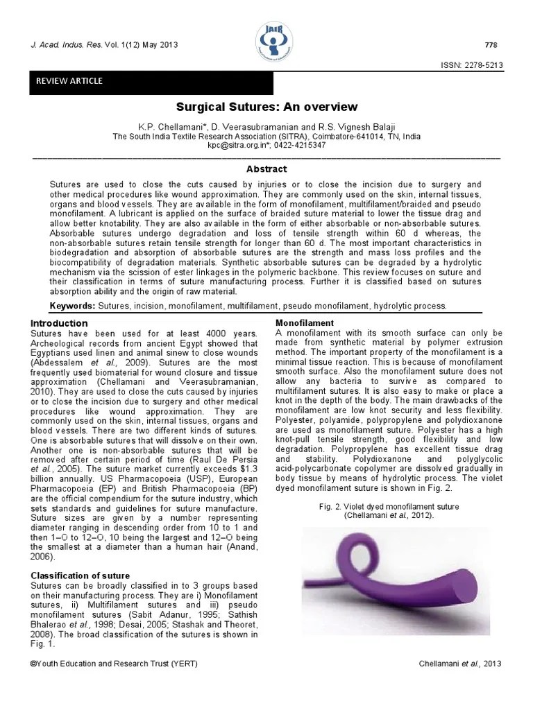 Surgical Sutures - An Overview | PDF | Surgical Suture | Biodegradation
