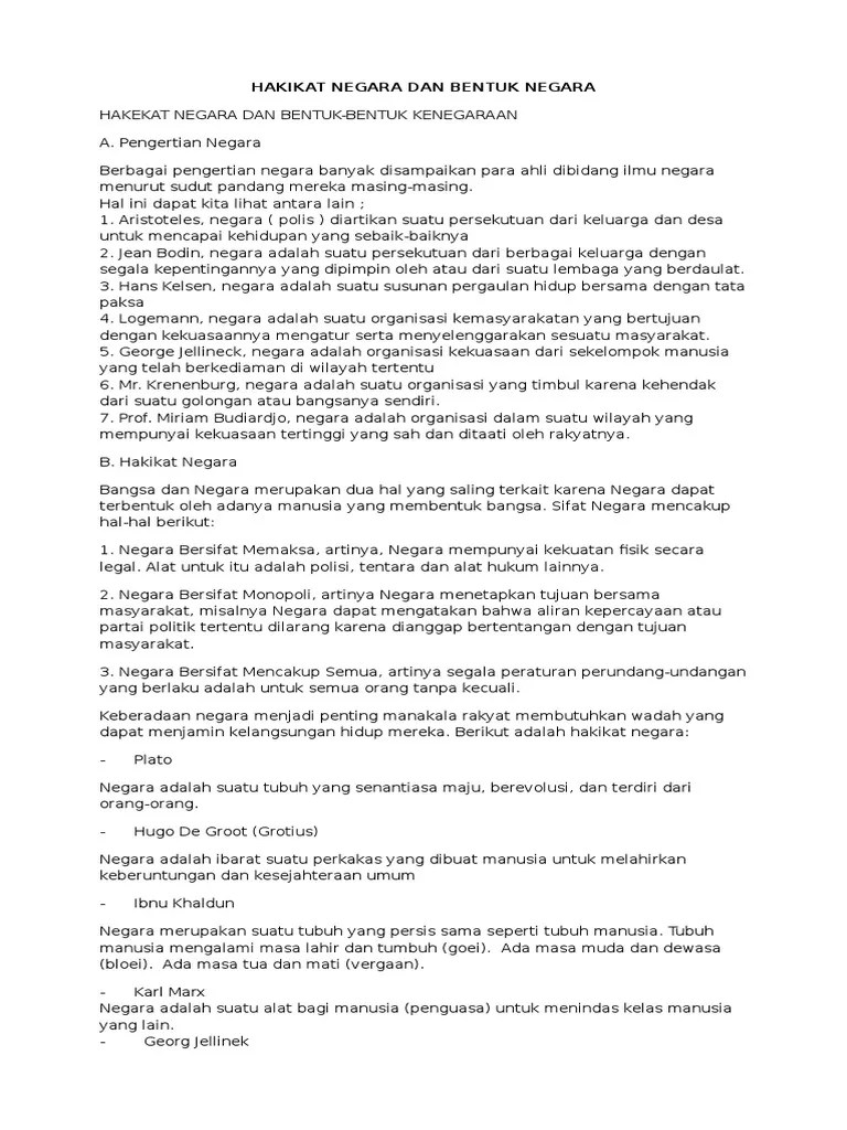Hakikat Negara Dan Bentuk Negara | PDF
