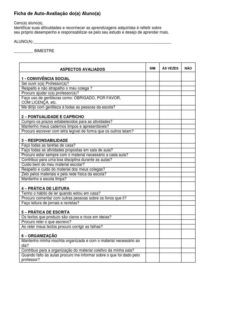 Auto Avaliação De Desempenho PDF | PDF