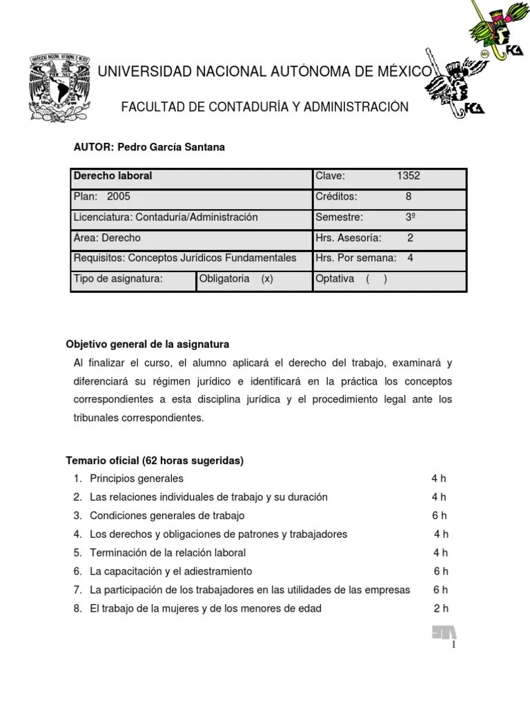 Derecho Laboral UNAM PDF | PDF | Derecho Laboral | Fuentes Del Derecho