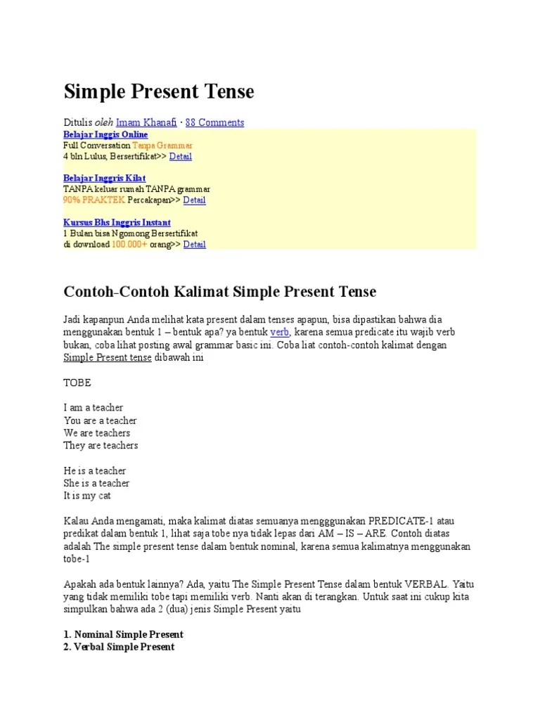 Contoh Soal Simple Present Tense