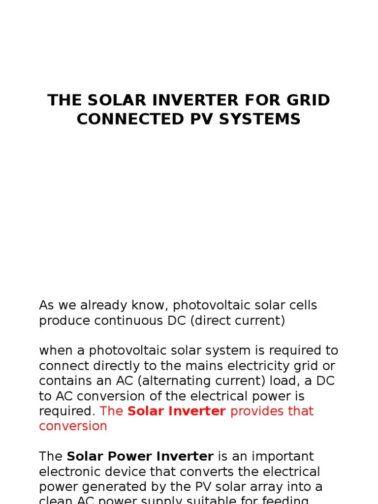 The Solar Inverter For Grid Connected PV Systems | PDF | Power Inverter | Photovoltaic System