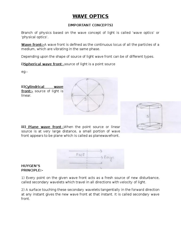 Wave Optics | PDF | Diffraction | Wavelength