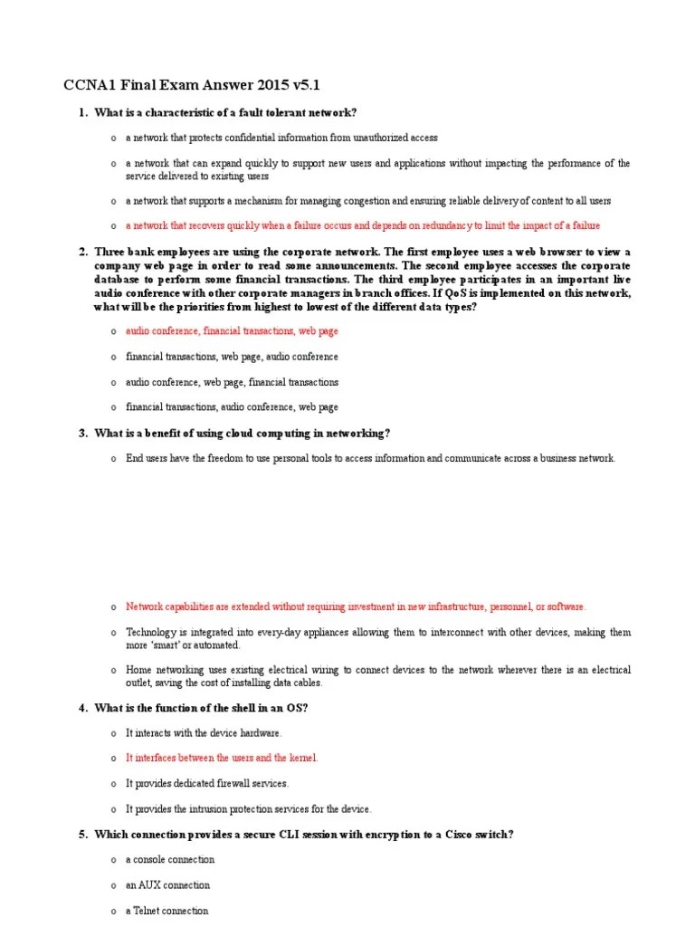 CCNA1 Final Exam | PDF