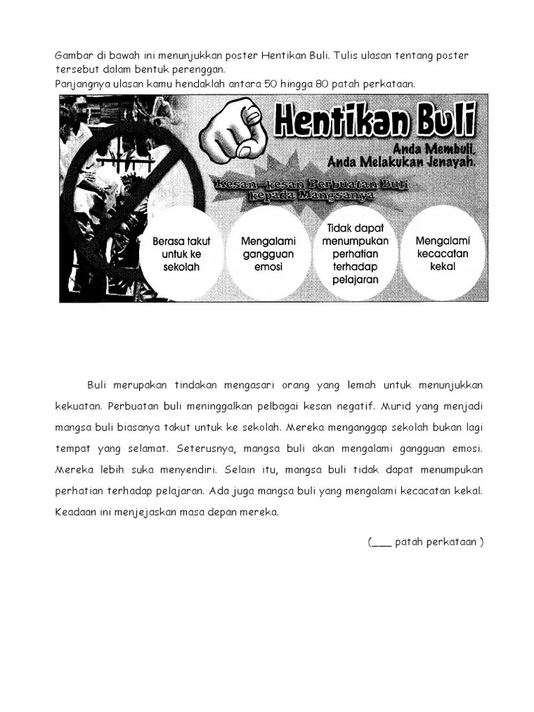 Gambar menunjukkan poster pameran buku. Bahagian B Kes Buli Pdf