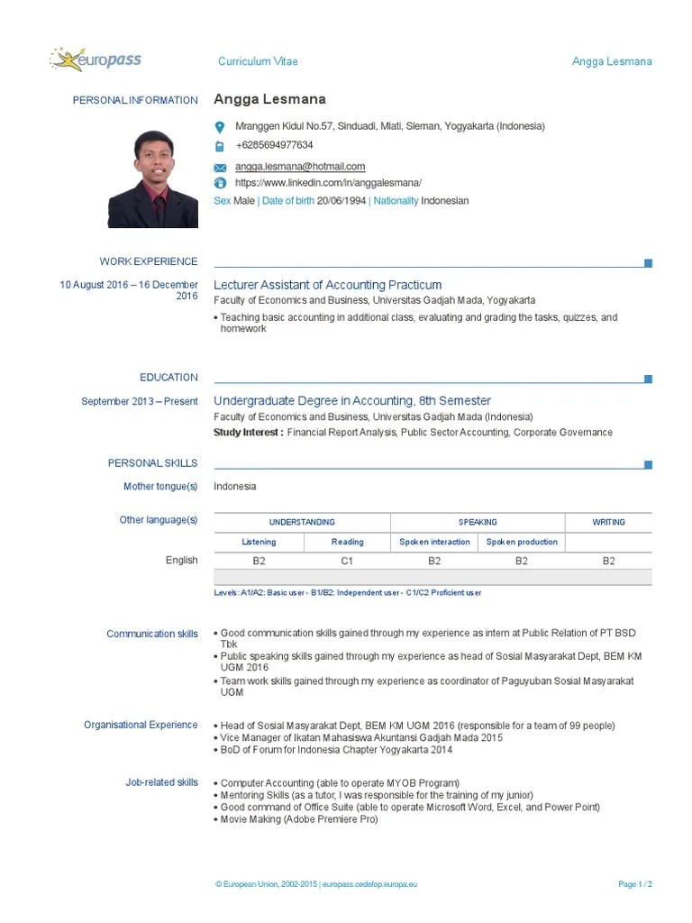 A typical résumé contains a summary of relevant job experience … European Curriculum Vitae Format