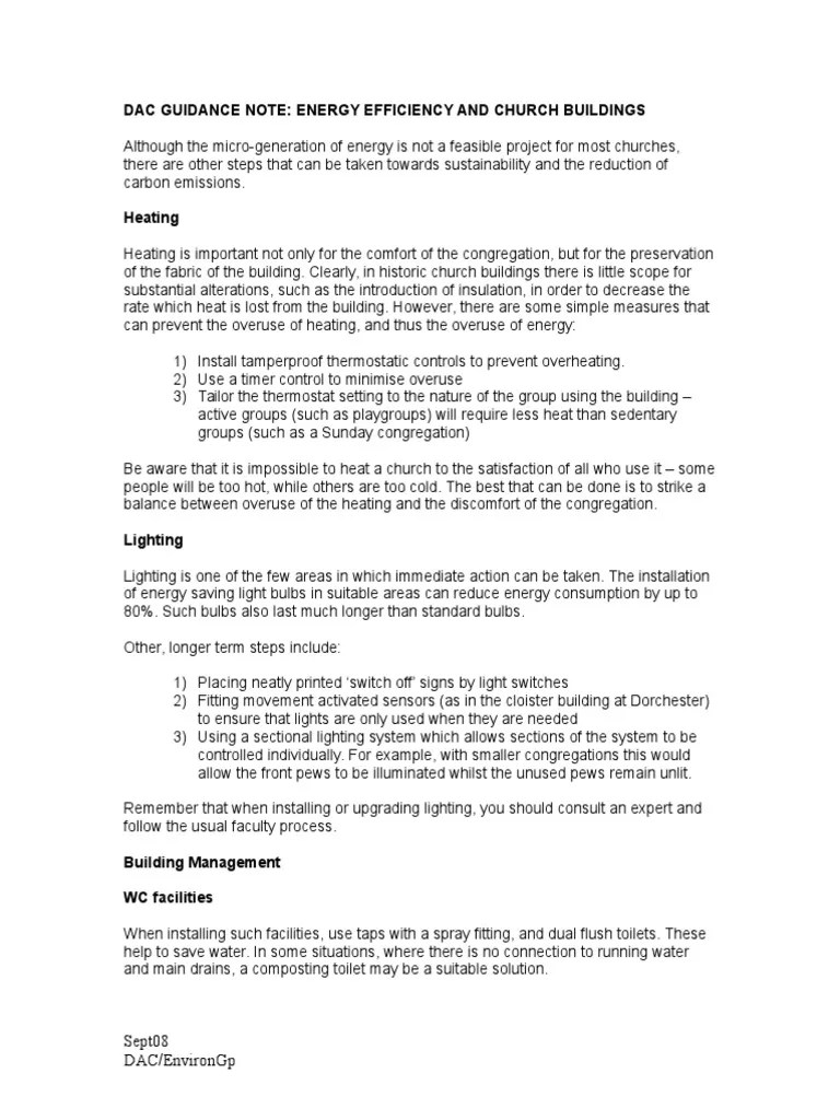 Energy Efficiency And Church Buildings | PDF | Efficient Energy Use | Lighting
