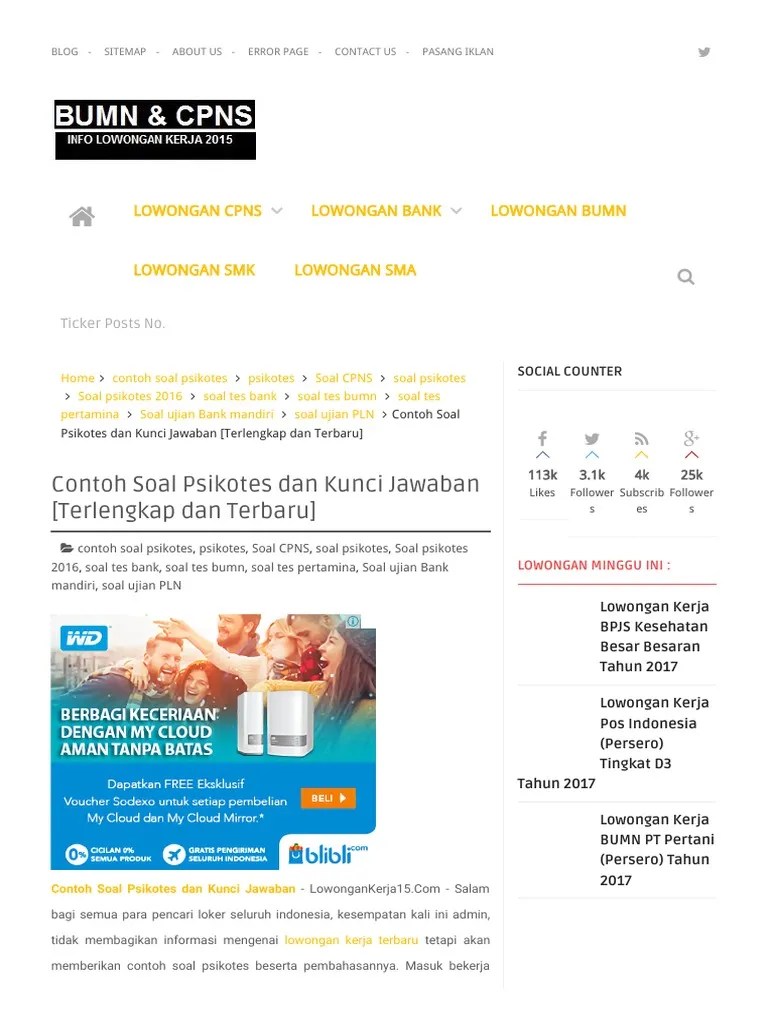 Cara menjawab soal soal deret tes seleksi pertamina. Contoh Soal Psikotes Dan Kunci Jawaban Terlengkap Dan Terbaru Berita Lowongan Kerja Terbaru Februari 2017 Info Bumn 2017 Dan Cpns 2017 Pdf
