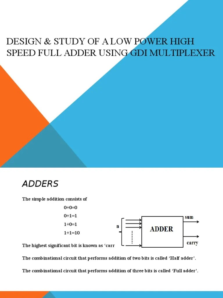 Design & Study Of A Low Power High Speed Full Adder Using GDI ...