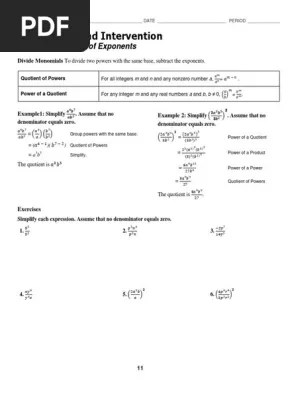 The answer key is included. 7 2 Division Properties Of Exponents Worksheet Pdf Exponentiation Fraction Mathematics
