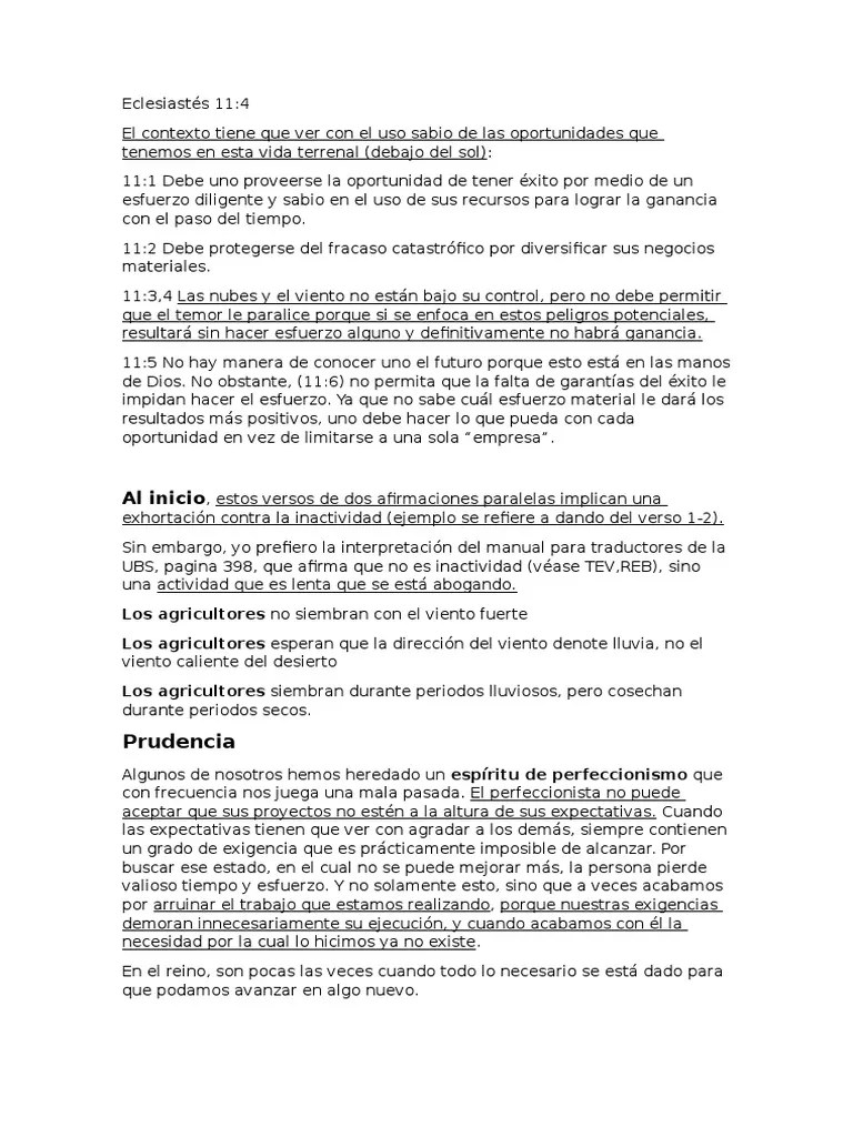 Comentario Biblico Para Eclesiastes 11-4 | PDF | Eclesiastés | Semilla