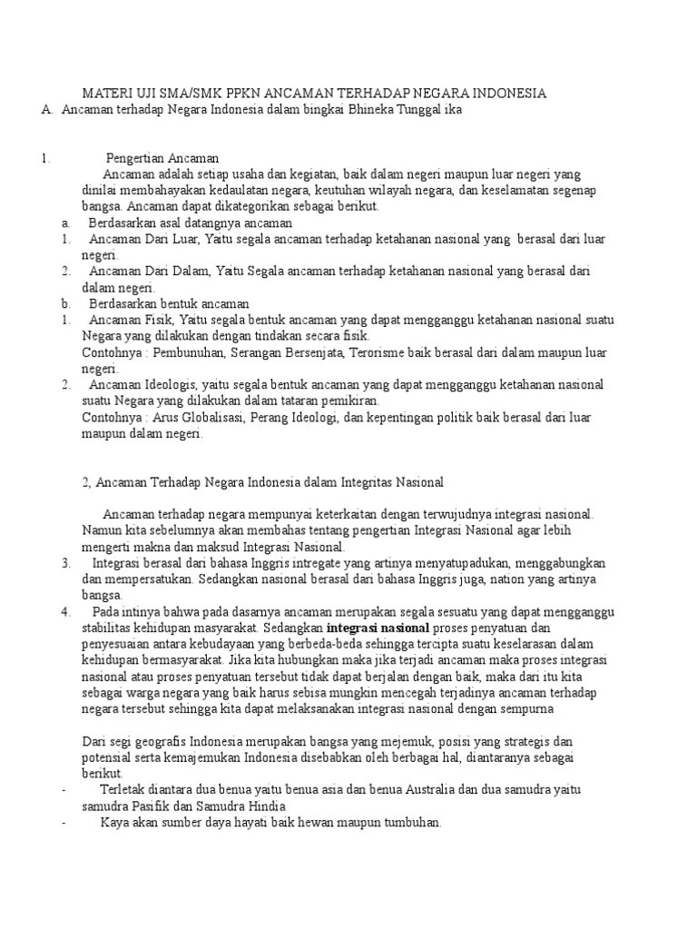 Upaya mempertahankan keutuhan negara dari ancaman merupakan perilaku warga. Ancaman Terhadap Negara Indonesia Pdf