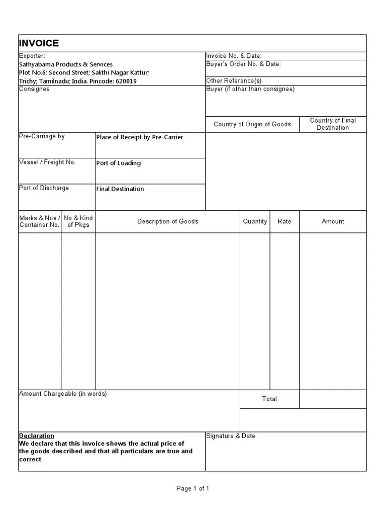 Export Invoice Template | PDF | Invoice | Industries