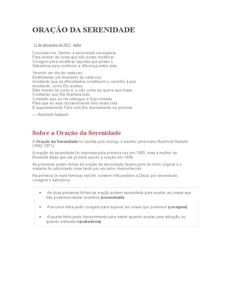 Oração Da Serenidade | PDF