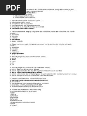 Inhibitor kompetitif dalam enzim mempunyai sifat. Soal Enzim Pdf