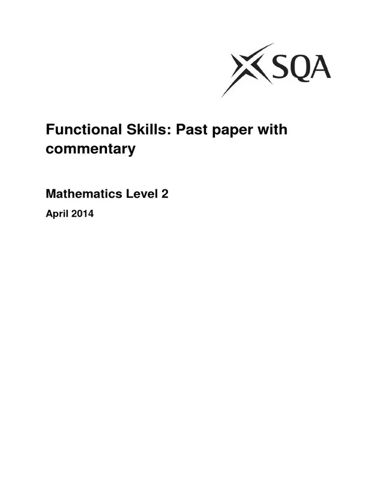 Functional Skills: Past Paper With Commentary: Mathematics Level 2 | PDF