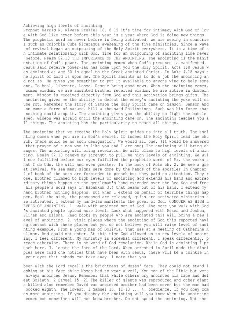 Achieving High Levels Of Anointing | PDF | Anointing | Samson