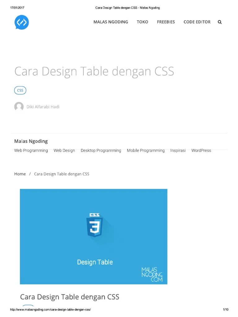 Cara Design Table Dengan CSS - Malas Ngoding PDF | PDF