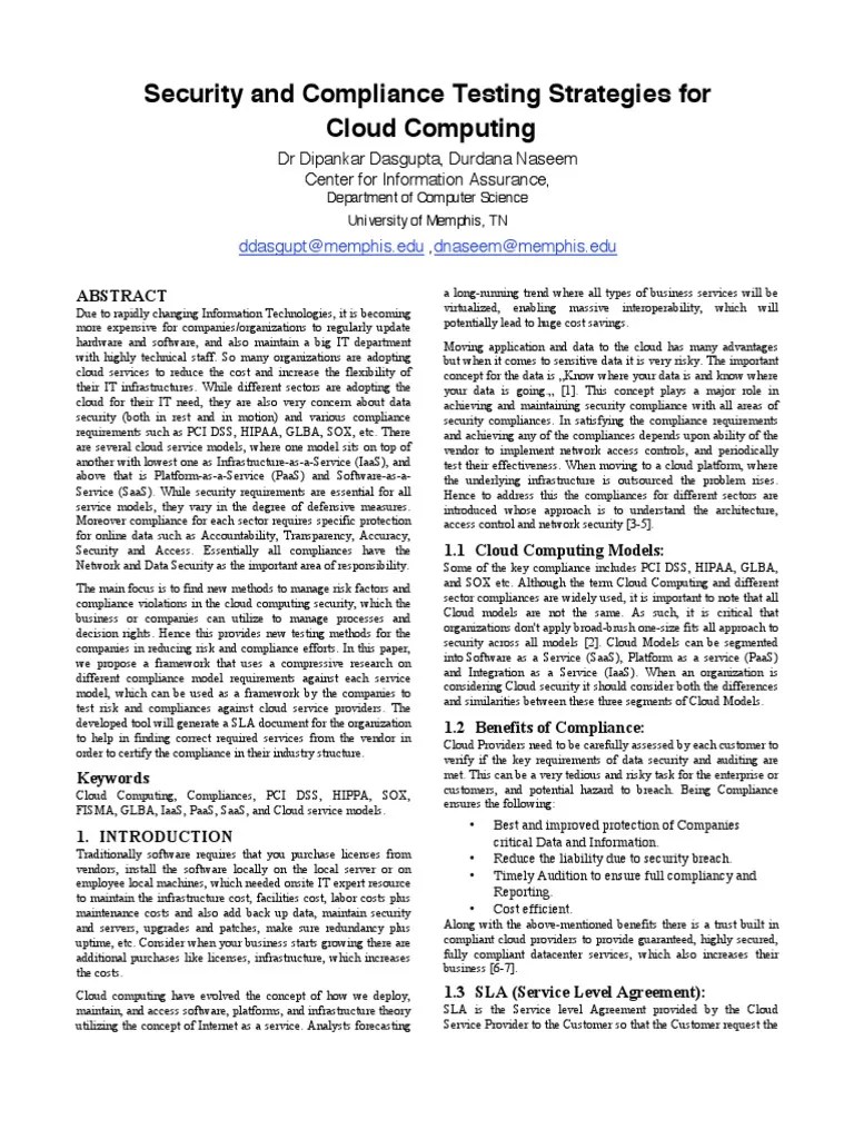 Security And Compliance Testing Strategies For Cloud Computing | PDF ...