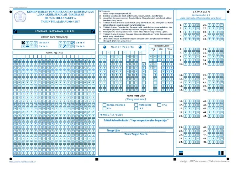 Contoh template danreport ljk smk. Ljk Sd Tahun 2016 2017 Versi Ujian Mpfdocuments Website Indonesia Pdf