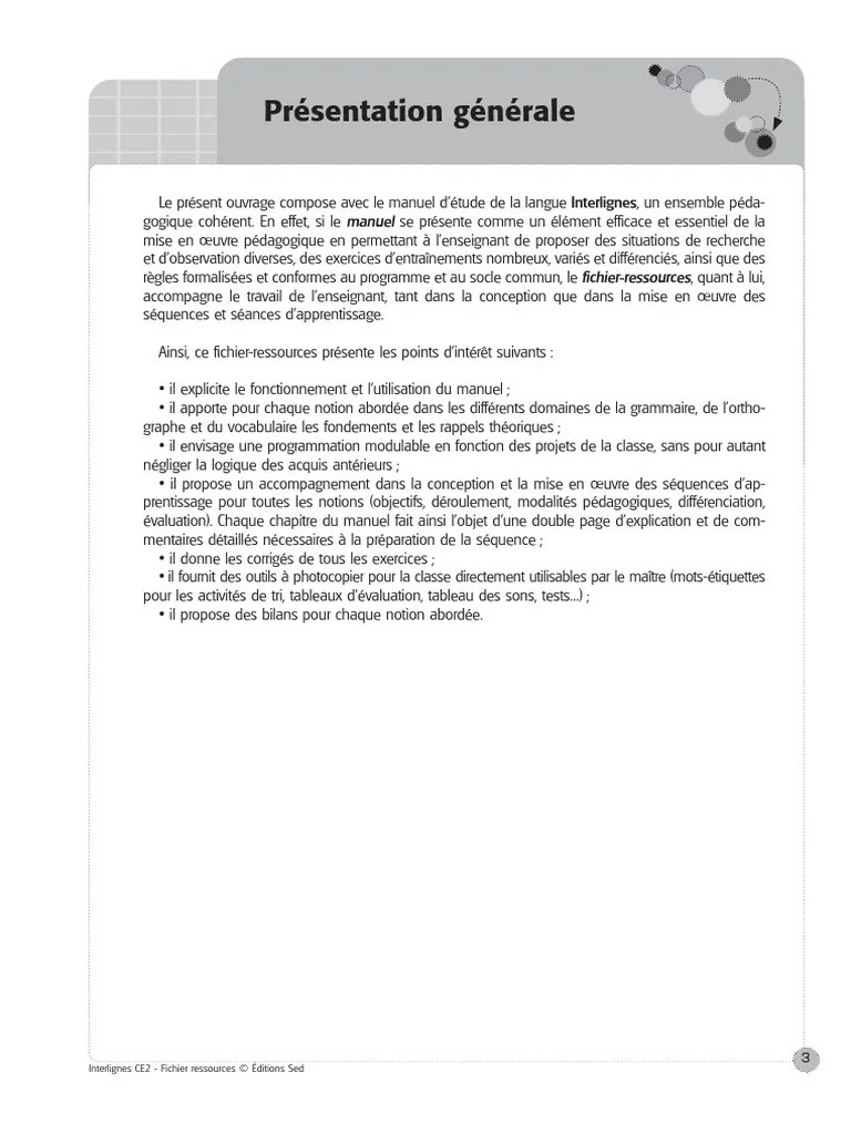 Fichier Ressources Du Manuel Interlignes CE2 | PDF | Pédagogie | Lecture  (Processus)