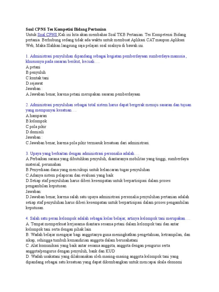 Soal CPNS Tes Kompetisi Bidang Pertanian | PDF