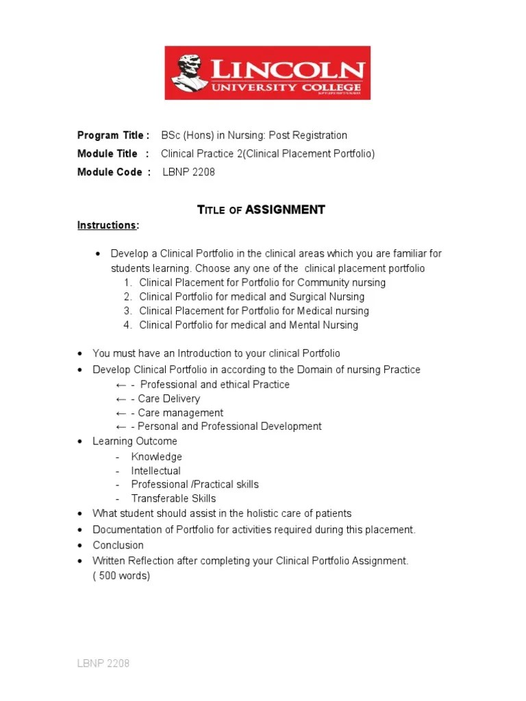 Assignment For Clinical Portfolio Sem 2 | PDF | Nursing | Health Care