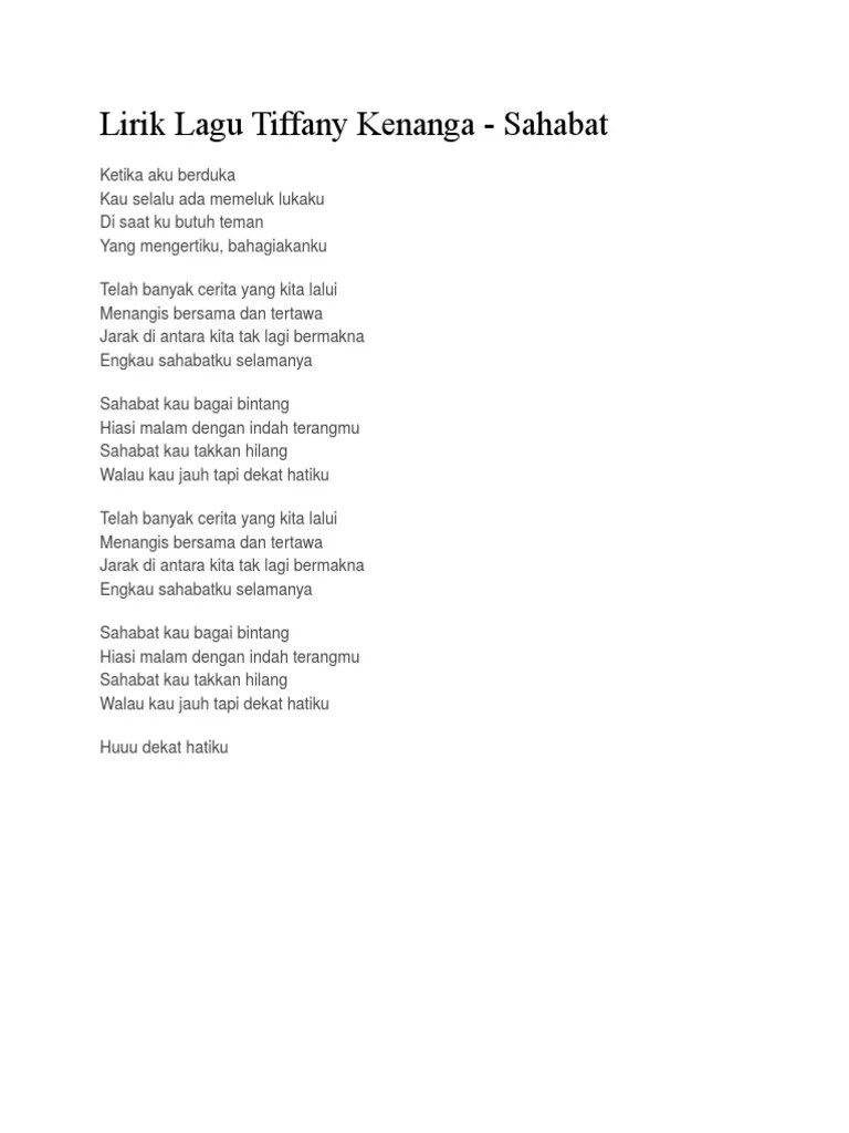 Lirik Lagu Tiffany Kenanga | PDF