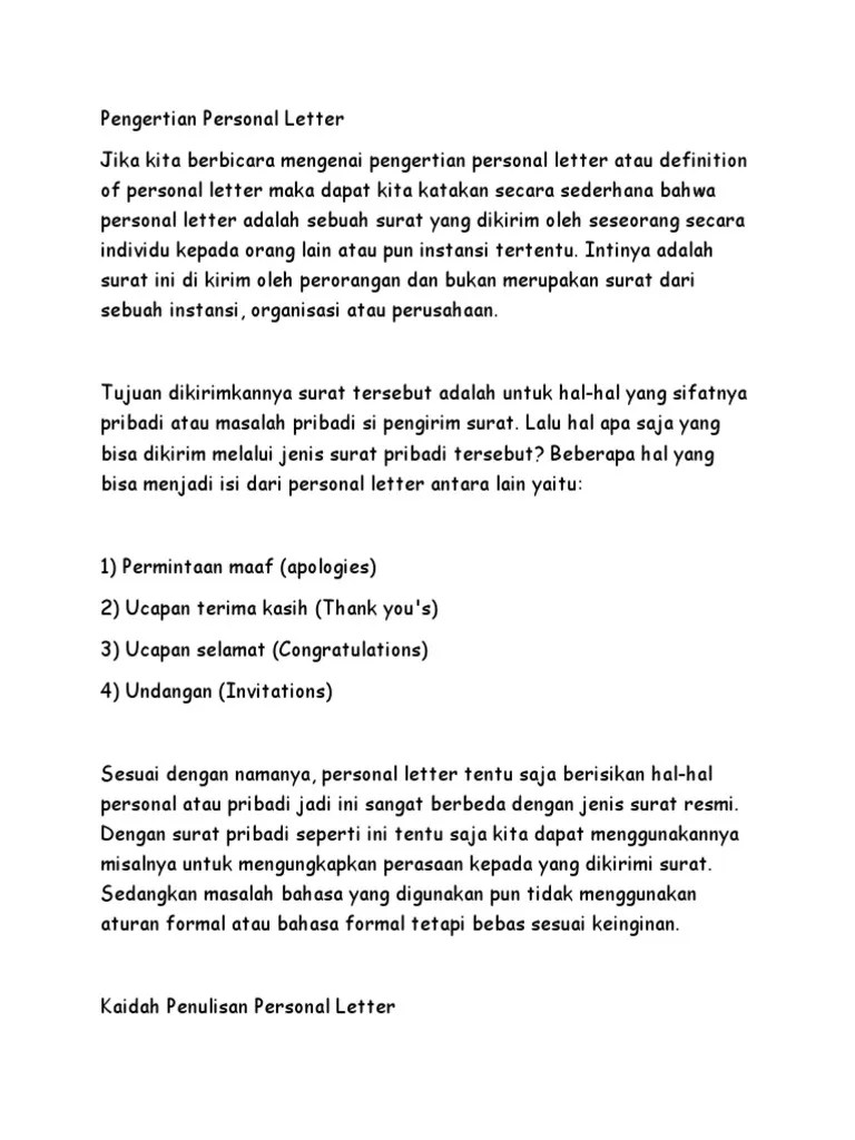 Personal Letter | PDF