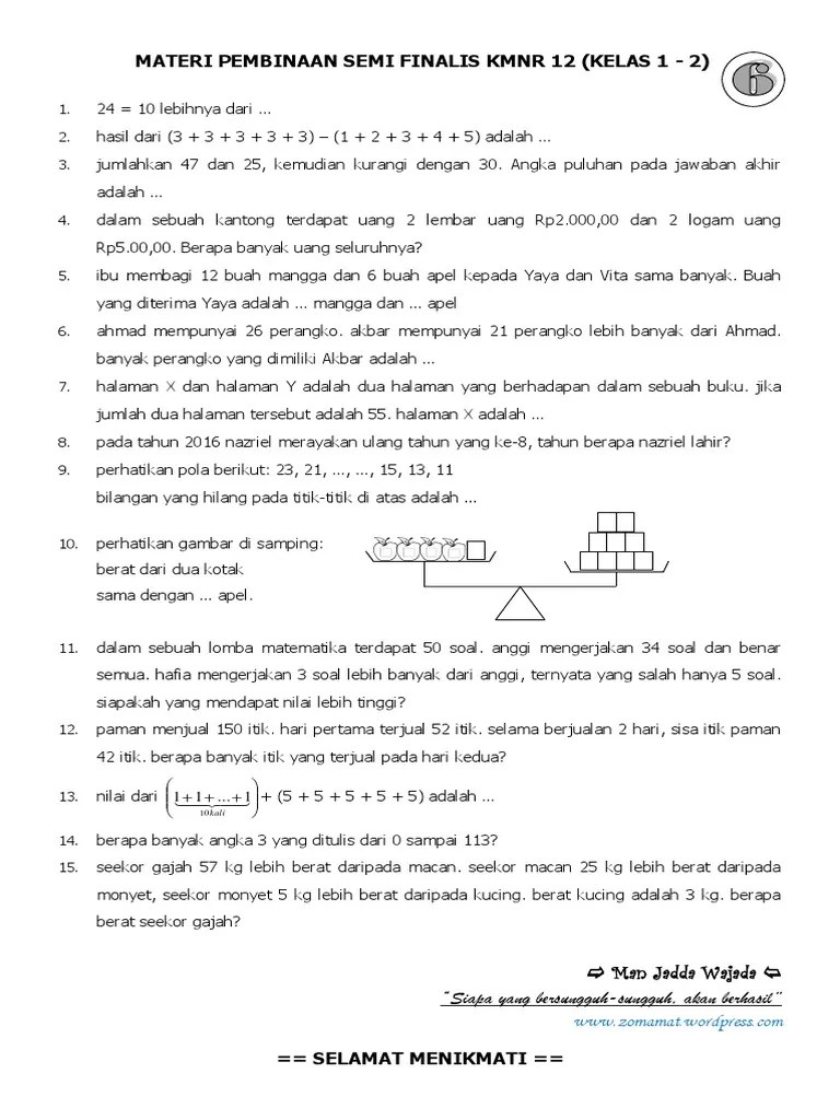 Pd., selaku penguji ii pada ujian seminar hasil yang. Soal Kmnr Kelas 10 11 12 Beinyu Com