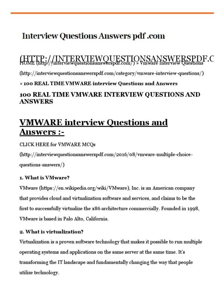 100 REAL TIME VMWARE Interview Questions And Answers 2017 | PDF | Virtualization | V Mware