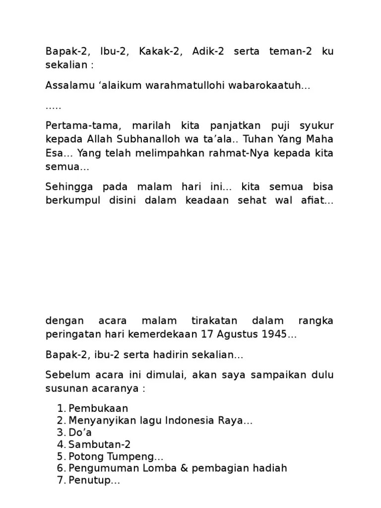 Susunan acara malam tirakatan hut ri ke 72 · 1. Susunan Acara Tirakatan Malam 17 Agustus Beinyu Com
