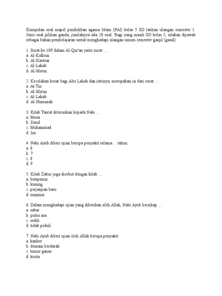 Tulislah ayat ke empat surat . Kumpulan Soal Mapel Pendidikan Agama Islam Pdf