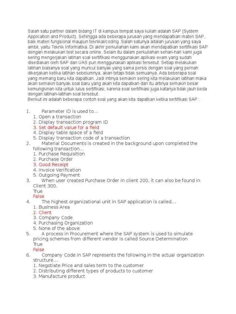 Contoh Soal Sertifikasi Sap Fundamental 01 Akuntansi Cute766