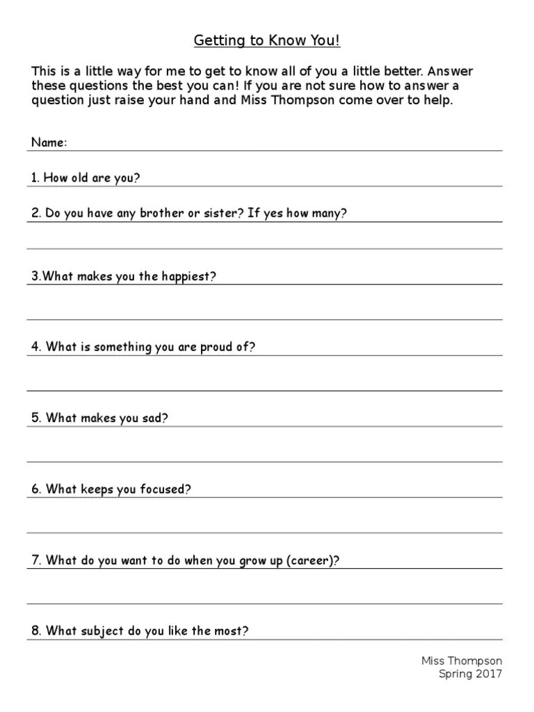 Getting To Know You | PDF