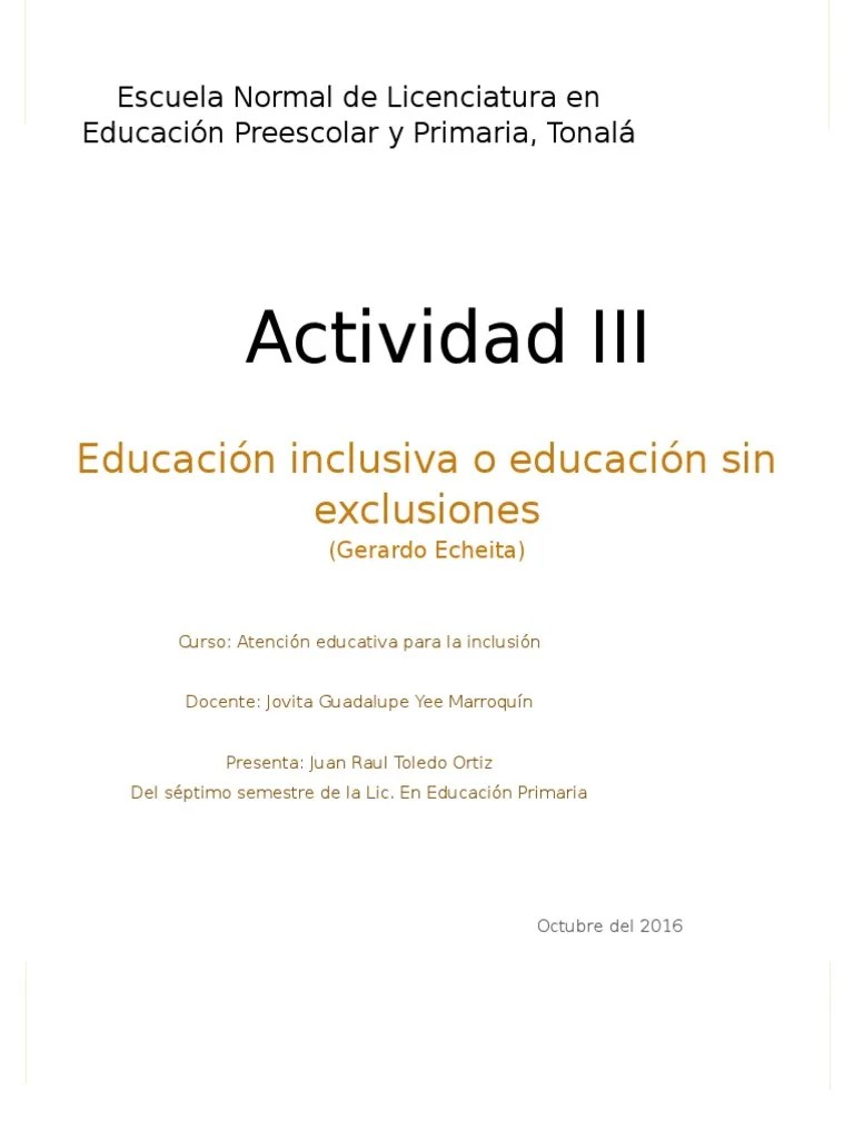 Gerardo Echeita - Educación Inclusiva O Educación Sin Exclusiones | PDF