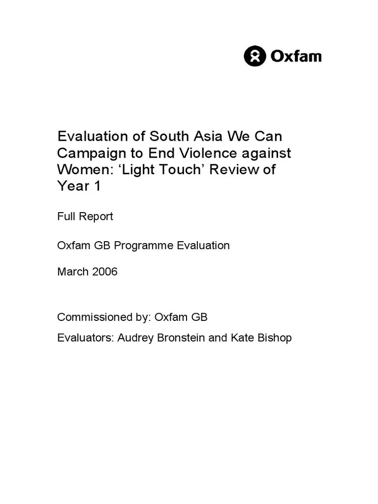 Evaluation Of 'We Can' Campaign To End Violence Against Women In South Asia: 'Light Touch ...