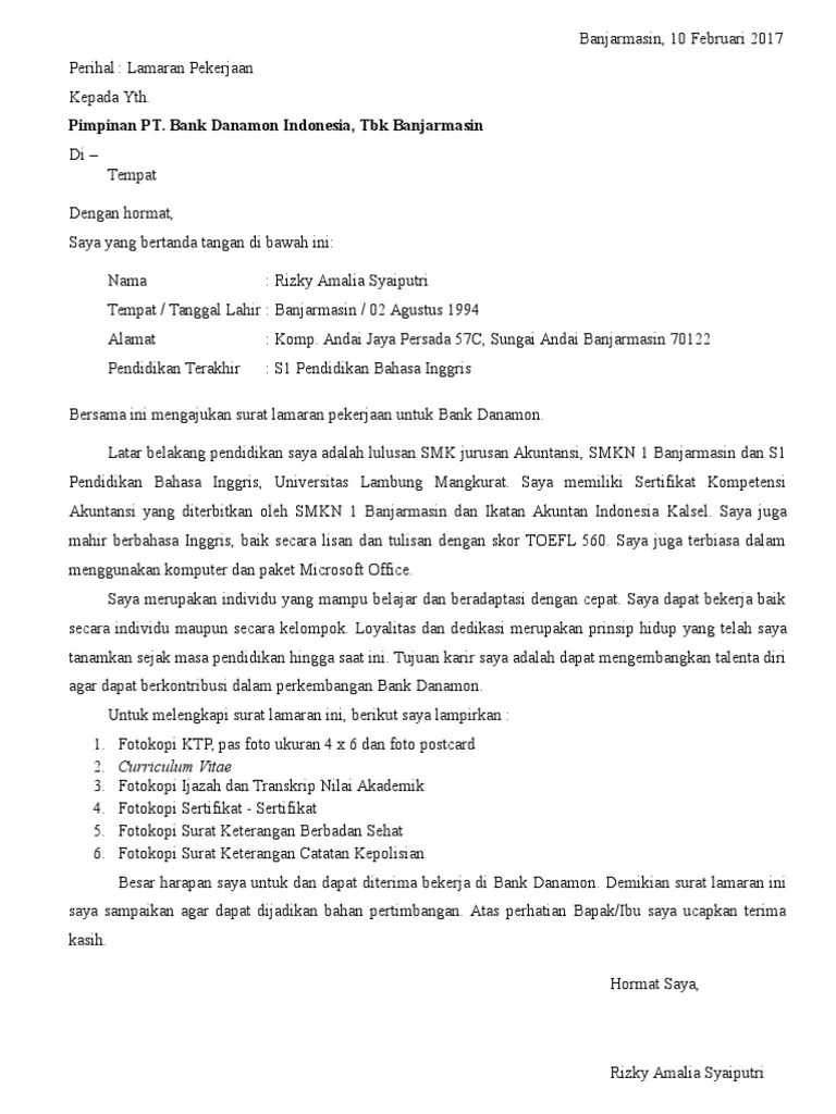 Dengan adanya surat lamaran kerja yang jelas, padat, dan menarik bagi perusahaan, tentunya hal tersebut menjadi bekal untuk dapat masuk . 24 Surat Lamaran Kerja Di Bank Danamon Koleksi Letter