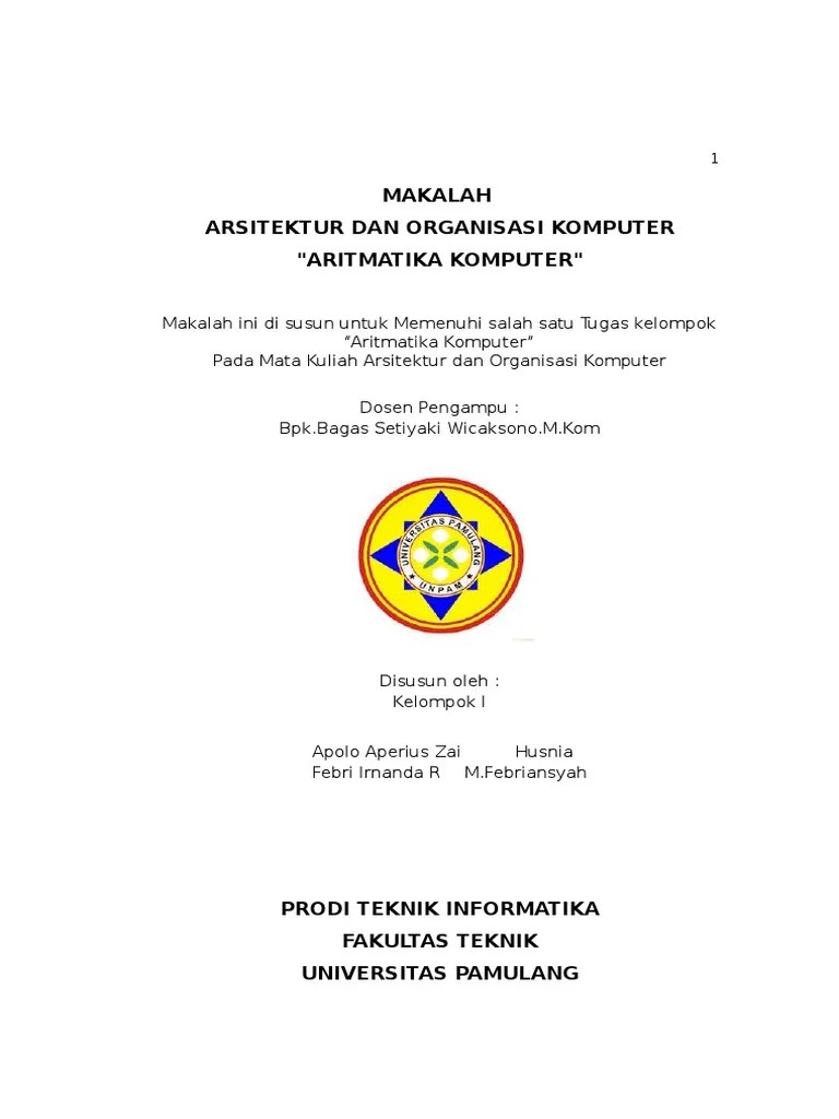 Makalah Arsitektur Dan Organisasi Komputer (ARITMATIKA KOMPUTER) | PDF