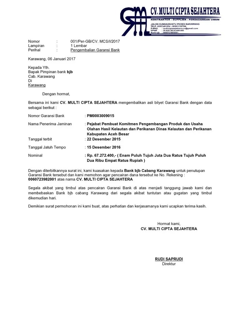 14 Contoh Surat Permohonan Pencairan Garansi Bank Contoh Surat Permohonan Pencairan Garansi Bank have a graphic from the otherContoh Surat Permohonan Pencairan Garansi Bank It also will feature a picture of a kind that may be seen in the gallery of Contoh Surat Permohonan Pencairan Garansi Bank.