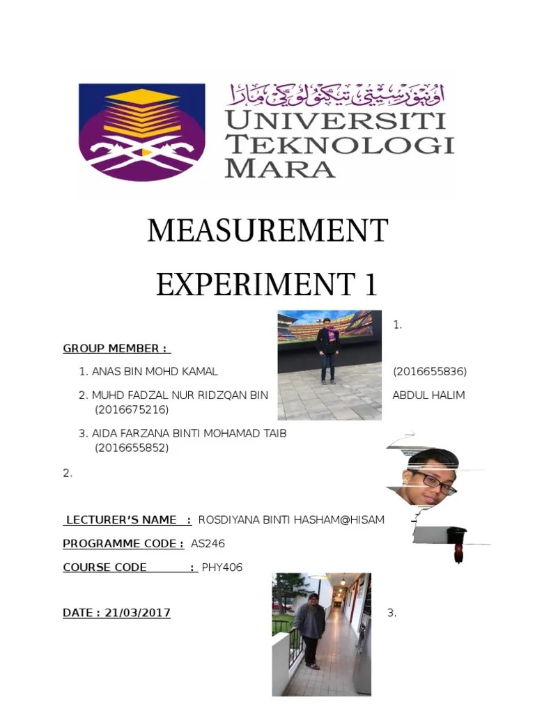 Lab Report Physics Experiment 1 Measurement | PDF