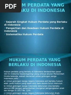 Hukum Perdata Yang Berlaku Di Indonesia | PDF